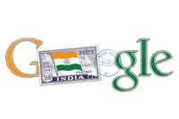 Google Doodle Indian Independence Day 2014 with 1st post stamp